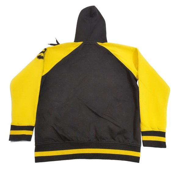Supreme Society Men's Size Large Varsity Jacket Hooded Black Yellow Snap Button - Picture 9 of 13